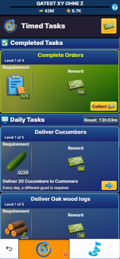 Timed Tasks menu